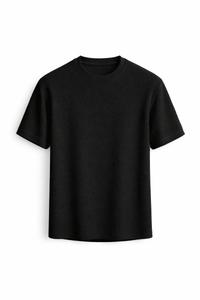 Strukturiertes Rundhals-T-Shirt für Herren - Schwarz