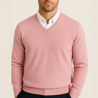 Felix | Herren Klassischer V-Ausschnitt Wollpullover - Rosa