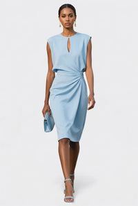 Elisa | Midikleid mit Korsage und Spitze - Hellblau