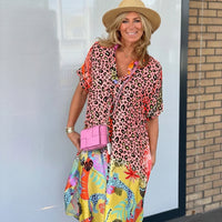 Damen Sommerkleid Leicht Luftig Leopardenmuster - Orange