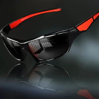 Sport Sonnenbrille Unisex Polarisiert UV Schutz Outdoor Brille - Schwarz Rot