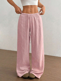Svenja | Damen Weite Hose Elastischer Bund Kordelzug - Rosa