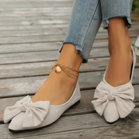 Sylvara | Damen Spitze Ballerinas mit Schleife - Beige