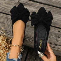 Sylvara | Damen Spitze Ballerinas mit Schleife - Schwarz