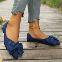Sylvara | Damen Spitze Ballerinas mit Schleife - Dunkelblau