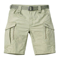 Taktische Herren-Cargoshorts mit integriertem Gürtel - Khaki