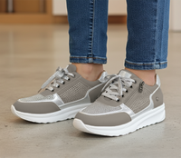 Tatjana | Damen Plateau Sneaker mit Schnürung - Grau