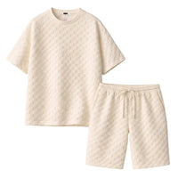 Texturiertes Herren-Set mit Kurzarm-Oberteil - Beige