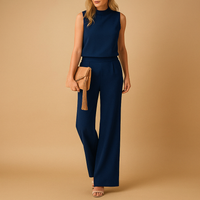 Thekla | Damen Ärmelloser Weites Bein Jumpsuit - Blau
