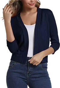 Thordis | Damen Strickjacke Offene Front 3/4 Arm - Navy