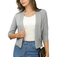 Thordis | Damen Strickjacke Offene Front 3/4 Arm - Silber