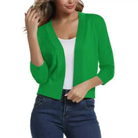 Thordis | Damen Strickjacke Offene Front 3/4 Arm - Hellgrün