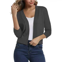 Thordis | Damen Strickjacke Offene Front 3/4 Arm - Grau
