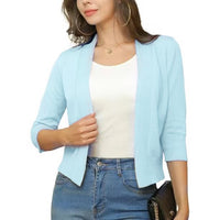 Thordis | Damen Strickjacke Offene Front 3/4 Arm - Hellblau