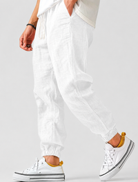 Timo | Herren Jogger Sommerhose - Weiß