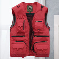 Tobias | Herren Atmungsaktive Outdoor Multitaschen Weste - Rot