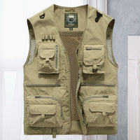 Tobias | Herren Atmungsaktive Outdoor Multitaschen Weste - Khaki