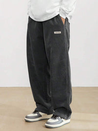 Tom | Herren Weite Baggy Hose Verstellbarer Bund - Dunkelgrau