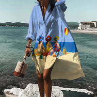 Traudl | Damen Sommerkleid In Midi Länge Mit Print - Blau