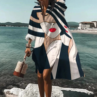 Traudl | Damen Sommerkleid In Midi Länge Mit Print - Schwarz