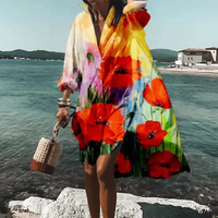 Traudl | Damen Sommerkleid In Midi Länge Mit Print - Orange