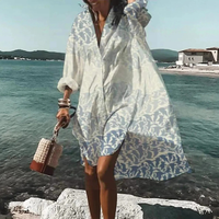 Traudl | Damen Sommerkleid In Midi Länge Mit Print - Hellblau