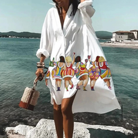 Traudl | Damen Sommerkleid In Midi Länge Mit Print - Weiß