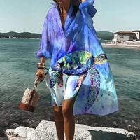 Traudl | Damen Sommerkleid In Midi Länge Mit Print - Dunkelblau