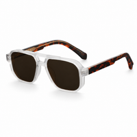 Unisex-Sonnenbrille mit Doppelsteg in quadratischer Form - Eis & Schildpatt