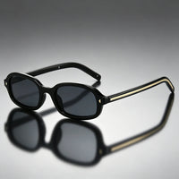 Unisex Sonnenbrille mit ovalem Rahmen in Schildpatt-Optik - Schwarz