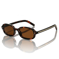 Unisex Sonnenbrille mit ovalem Rahmen in Schildpatt-Optik - Brauner Leopard