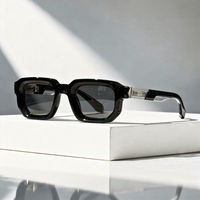 Unisex-Sonnenbrille mit rechteckigem Rahmen - Schwarz