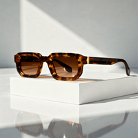 Unisex-Sonnenbrille mit rechteckigem Rahmen - Dunkelbraun