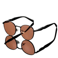 Unisex Sonnenbrille mit rundem Rahmen und Metallbügeln - Koralle