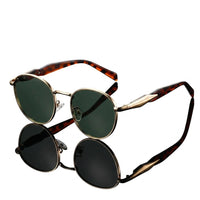 Unisex Sonnenbrille mit rundem Rahmen und Metallbügeln - Grün