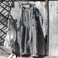 Simon | Unisex Vintage Gestreifter Loose-Fit Latzhosen Overall - Schwarz