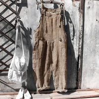 Simon | Unisex Vintage Gestreifter Loose-Fit Latzhosen Overall - Braun