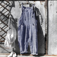 Simon | Unisex Vintage Gestreifter Loose-Fit Latzhosen Overall - Dunkelblau