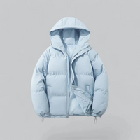 Unisex Winterjacke mit Kapuze und Reißverschluss - Hellblau