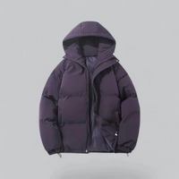 Unisex Winterjacke mit Kapuze und Reißverschluss - Violett