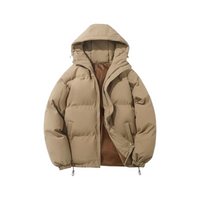 Unisex Winterjacke mit Kapuze und Reißverschluss - Kamel