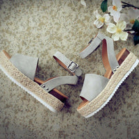 Ursula | Damen Plateau Keilsandaletten mit Espadrille Sohle - Grau