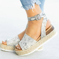 Ursula | Damen Plateau Keilsandaletten mit Espadrille Sohle - Silber