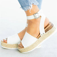Ursula | Damen Plateau Keilsandaletten mit Espadrille Sohle - Weiß