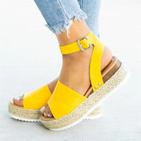 Ursula | Damen Plateau Keilsandaletten mit Espadrille Sohle - Gelb