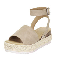Ursula | Damen Plateau Keilsandaletten mit Espadrille Sohle - Khaki