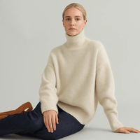 Ania | Damen Weicher Oversized Rollkragenpullover - Beige
