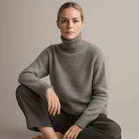Ania | Damen Weicher Oversized Rollkragenpullover - Grau