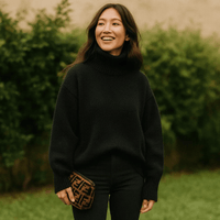 Ania | Damen Weicher Oversized Rollkragenpullover - Schwarz