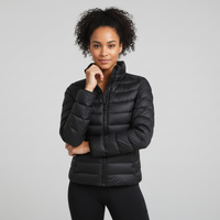 Sophie | Damen Leichter Winter Daunenjacke mit Hohem Kragen - Schwarz